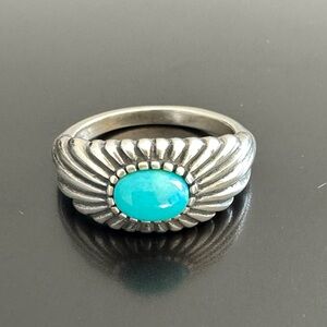 Carolyn Pollack Relios Rayburst Sterling and Turquoise Ring